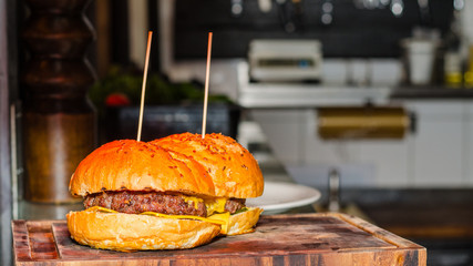 juicy burgers in a restaurant
