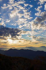 しらびそ高原から中央アルプスを望む／夕焼け