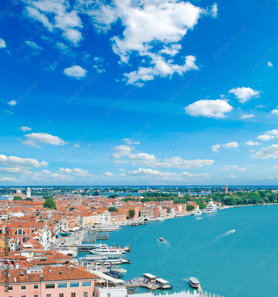 Sticker panoramic view of venice from san marco bell tower, italy