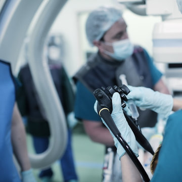 Group Of Doctor Working In The Cathlab.