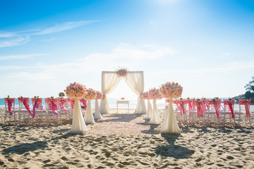 Romantic wedding ceremony on the beach