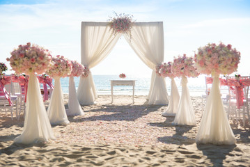 Romantic wedding ceremony on the beach