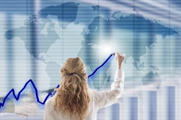 business woman with business interface