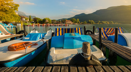 Fototapeta na wymiar View over the popular Lake Caldaro at South tyrolean Wine Route near Merano and Bolzano,Italy