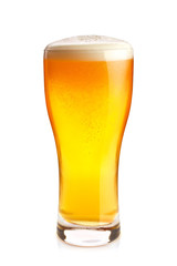 Goblet of fresh cold beer, isolated on white background. Stock