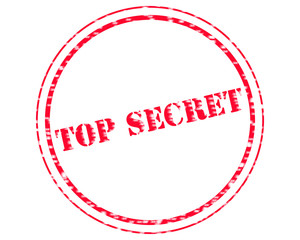 TOP SECRET RED Stamp Text on Circle white backgroud