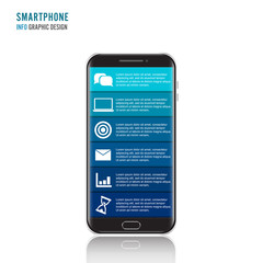 Vector mobile phone for infographic. Template for diagram, graph, presentation and chart. Business concept with 6 options, parts, steps or processes. Abstract background.