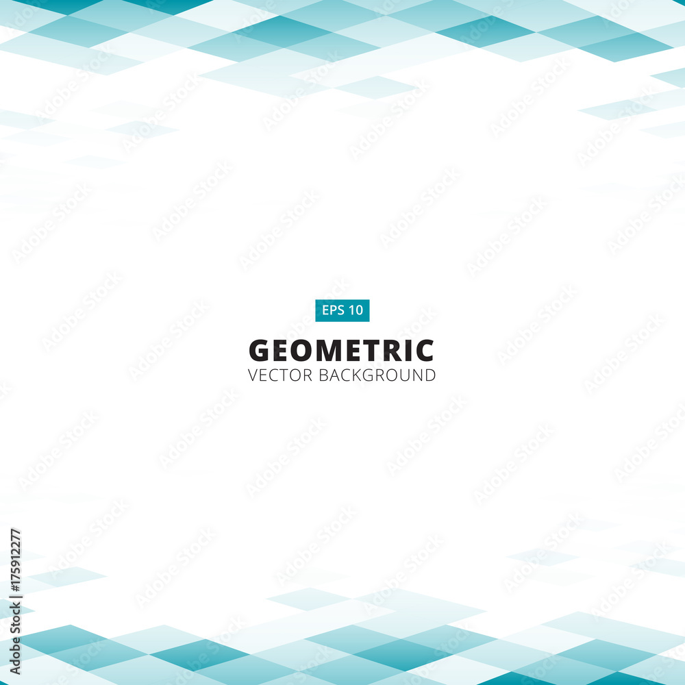 Poster abstract geometric square blue and white color pattern background perspective with copy space. vecto