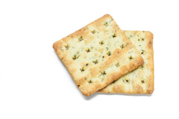 vegetable cream cracker on white isolated background