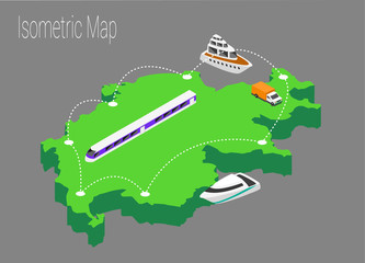 Map Switzerland isometric concept.