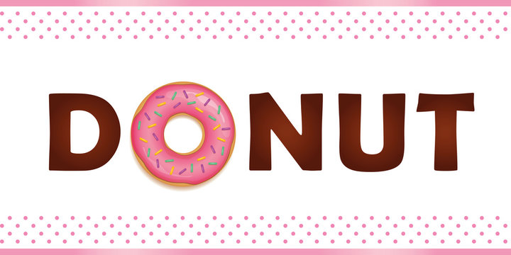 rosa donut mit streuseln schriftzug