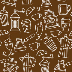 Obraz premium Seamless pattern. Sketch Illustration Coffee,