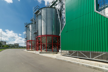 Large steel silos, storage of grain.