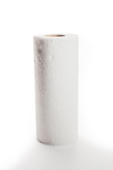 Kitchen paper towel roll isolated on a white background