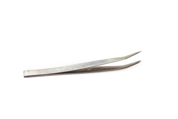 Cosmetic tweezer isolated on white background.