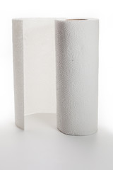 Kitchen paper towel roll isolated on a white background