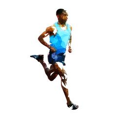 Running man isolated, abstract geometric vector illustration