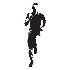 Fototapeta na wymiar Running man, front view vector silhouette