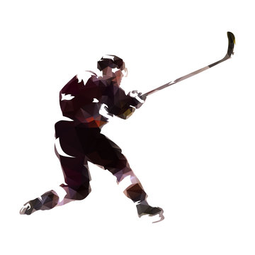Ice hockey player, abstract geometric isolated vector illustration
