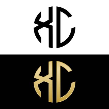 xc initial logo circle shape vector black and gold