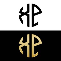 xp initial logo circle shape vector black and gold