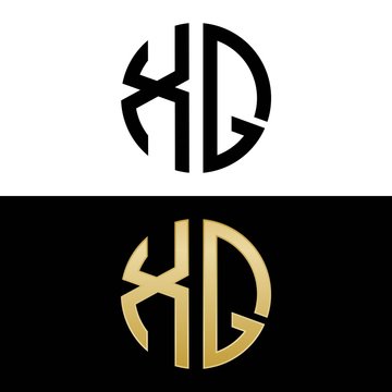 xq initial logo circle shape vector black and gold