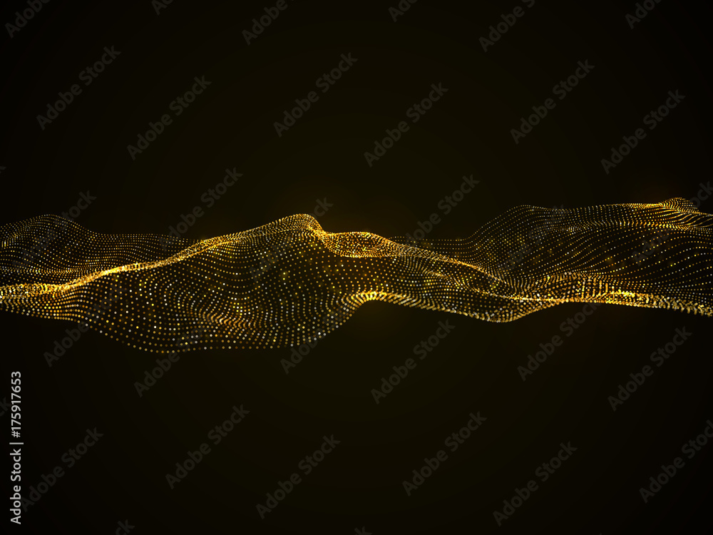 Canvas Prints luxury vector abstract background with golden glittering wave isolated on black