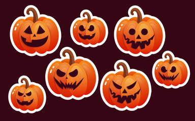 Set Of Vintage Happy Halloween pumpkin. Banner sale for holiday