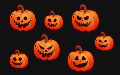 Set Of Vintage Happy Halloween pumpkin. Banner sale for holiday