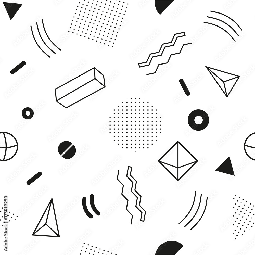 Poster monochrome seamless abstract geomertic pattern - modern material design background