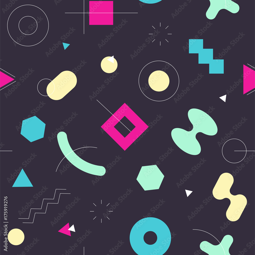 Poster memphis style seamless abstract geomertic pattern - modern material design background