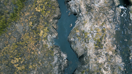 Naklejka na ściany i meble The Gorge River in Heifer Station, New South Wales shot from above.