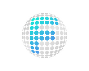 Letter F Dot Sphere Icon Logo Design Element