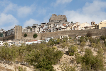 Fototapeta na wymiar Morella in Spain with its castle and its walls