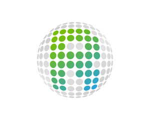 Letter R Dot Sphere Icon Logo Design Element