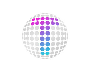 Letter T Dot Sphere Icon Logo Design Element