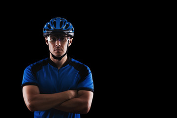 cyclist portrait on a black background