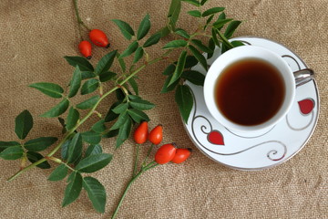 Dog rose tea and berries