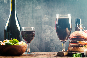 Glass of Beer and red wine