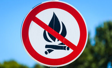 No open fire flame allowed warning sign in Croatia.