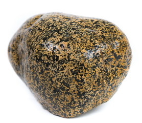 Single natural stone on white background, close-up