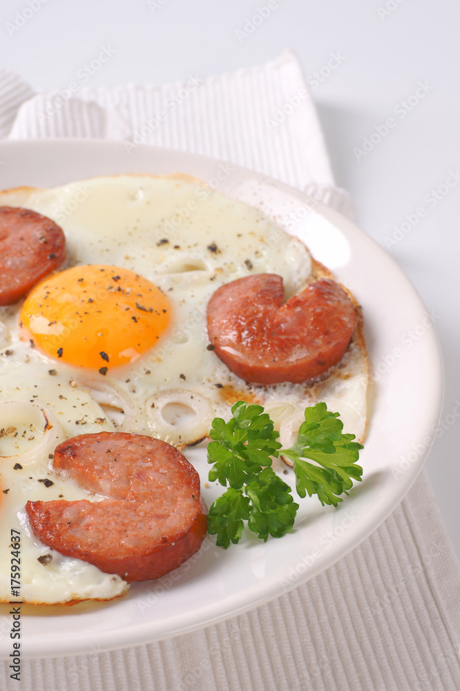 Canvas Prints fried eggs with sausage