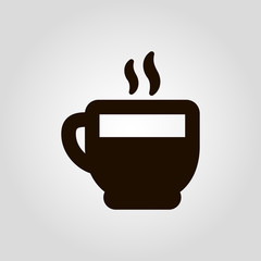 Coffee mug or cup with beans isolated flat vector icon