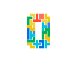 Letter O Puzzle Icon Logo Design Element