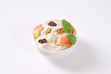 cream cheese with apples, nuts and raisins