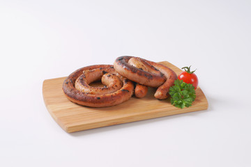 pan fried white wine pork sausages