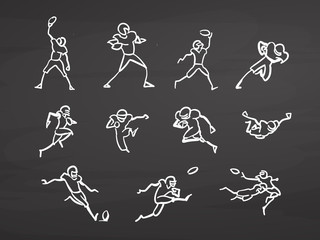 American football doodles on chalkboard