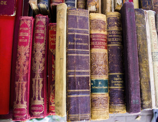 Old books are sold on the flea market
