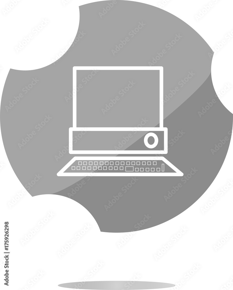 Poster pc computer on web button (icon) isolated on white