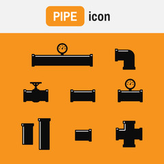 Pipe vector water. Pipe fittings icons set. Tube industry, construction pipeline
